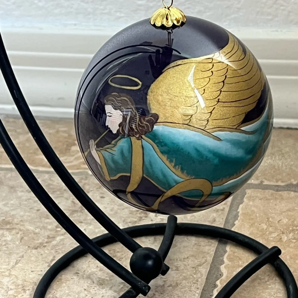 Pier 1 Li Bien Hand Painted Glass Ornament Holiday Christmas Angel Vintage 1999